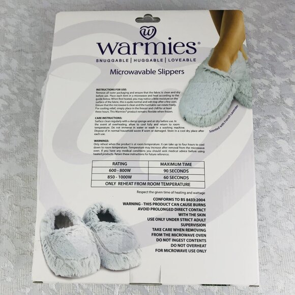 Warmies Marshmallow Gray Microwavable Slippers Lavender-Scented Size OS 6-10 NWT - Picture 5 of 12